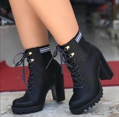 Sepatu Platform, Knee High Stiletto Boots, Shoes Boots Timberland, Cute Shoes Heels, Stiletto Boots, Hype Shoes, Girly Shoes, High Heel Boots Ankle, Pretty Shoes