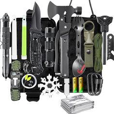 an assortment of tools and gadgets are arranged neatly