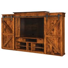 Amish USA Made Handcrafted Teton Wall Unit sold by Online Amish Furniture LLC Wall Entertainment Center, Barn Door Entertainment Center, Sofa Santai, News Logo, Entertainment Center Design, Wood Entertainment Center, Entertainment Center Redo, Entertainment Center Shelf, Entertaining House