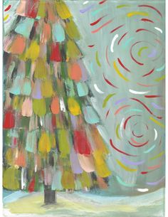 a painting of a colorful christmas tree