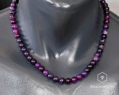 "Natural Purple Striped Agate Necklace Spiritual Crystal Gemstone Strong Clasp Necklace Meditation Necklace Christmas Gift  Free fast shipping 3-5 business days delivered to the purchaser all necklaces  -ALL THE PRODUCTS AT ELISAJEWELRYART ARE HANDMADE AND MADE WITH NATURAL BEADS. -WHAT DOES THE PURPLE AGATE STAND FOR    The main Purple Agate meaning is all about harmony, balance, self-confidence and protection. It's been called \"Stone Of Science\" and \"Sacred Stone Of The Astral\" for its var Single Strand Agate Round Necklace, Single Strand Round Agate Necklace, Round Polished Beads Gemstones For Gifts, Gift Custom Necklace With Round Gemstone Beads, Agate Beaded Necklaces For Gifts, Agate Beaded Necklaces As Gift, Round Agate Beaded Necklaces For Gifts, Round Agate Beaded Necklaces As Gifts, Round Agate Beaded Necklace For Gift