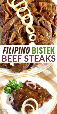 Filipino Bistek Recipe Beef, Beef Steak Tagalog, Beef Pinoy Recipe, Easy Filipino Food, Bistek Recipe Filipino Dishes, Keto Filipino Recipes, Pinoy Bistek Recipe, Filipino Bistek Recipe, Beef Steak Filipino