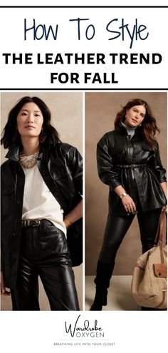 How to Style the Leather Trend for Fall. This season it is perfectly acceptable to wear a leather shacket with leather jeans, a leather blazer with leather pants, a leather top with leather skirt. The key is have both pieces the same color, and both pieces with the same finish. How To Style Leather Shacket, How To Wear A Leather Blazer, Faux Leather Shacket Outfit, Faux Leather Outfit, Leather Shacket, Black Leather Shacket Outfit, Leather Top Outfit Ideas, Faux Leather Shirt Outfit, Leather Shacket Outfit