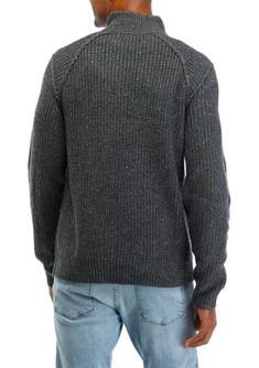 A solid addition to your cold-weather assortment, this soft wool-blend pullover from Lucky Brand is perfect for layering over casual ensembles. | Lucky Brand Men's Tweed Mock Zip Pullover, Grey, Medium Soft Wool, Cold Weather, Lucky Brand, Wool Blend, Layering, Wool, Grey