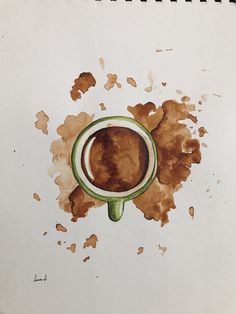 a drawing of a cup of coffee sitting on top of a table