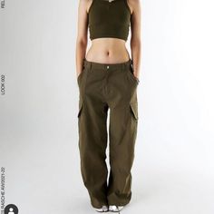 Tresrasche Cargo Pants. Unisex Pants. Oversized Fit. Brown Wide-leg Parachute Pants With Cargo Pockets, Stretch Full-length Parachute Pants With Cargo Pockets, Military Parachute Pants With Cargo Pockets For Outdoor, Military Cargo Pants With Pockets For Hiking, Brown Full-length Cargo Pants With Elastic Waistband, Cargo Pants Color, Unisex Pants, Mens Green, Pants Color