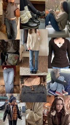 Low 60 Degrees Outfit, Outfits To Wear With Brown Converse, Back To School Outfits Flare Jeans, Autumn Aesthetic Style, Vintage Fall Fits, Rory Gilmore Fashion Aesthetic, Rory Fall Outfits, Fall Outfits For Rainy Days, Winter Outfits Gilmore