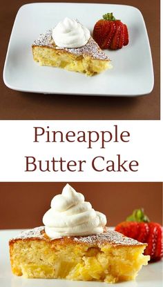 pineapple butter cake with whipped cream on top