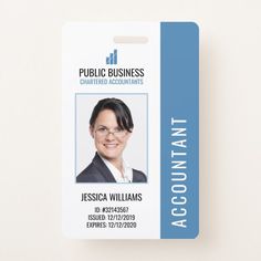 an id card with a woman's face and name in blue on the front