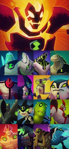 an image of many different cartoon characters in the style of video game character designs and colors