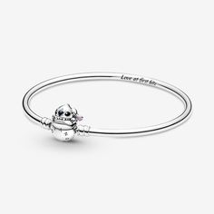 Pandora Moments Disney Stitch Biting Clasp Bangle - Size 8.3 Inches Bracelet Charm | Sterling Silver | 591683C01-21 Buzz Astral, Lilo I Stitch, Charms Disney, Pandora Star, Pandora Charms Disney, Love At First Bite, Disney Bracelet, Lilo Y Stitch, Charms Pandora