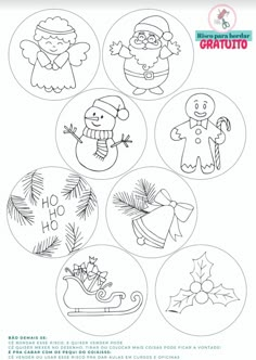 the christmas button set is shown in black and white, with four different designs on it