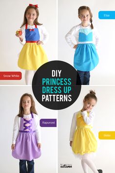 free sewing pattern for Snow White princess dress up apron - It's Always Autumn Diy Princess Costume, Snow White Princess Dress, Dress Up Aprons, Princess Aprons, White Princess Dress, Diy Dresses, Princess Diy, Diy Kostüm, Diy Halloween Costumes Easy