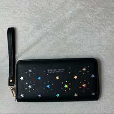 Black Purse Wallet With Stars Perfect Condition Brand New (Never Used Before) Smoke Free Home Trendy Black Wallets For Party, Black Purse, Black Wallet, Black Purses, Purse Wallet, Wallets, Bag Lady, Purse, Wallet