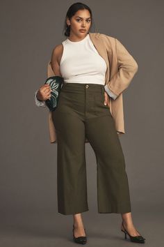 Dress Pants Outfits, Seeing Is Believing, Cropped Wide Leg Trousers, Slogan Tees, Cropped Wide Leg Pants, Warrior Queen, Stylish Work Outfits, Trousers Pants, Fashion Tips For Women