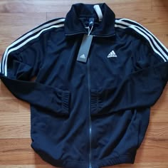 Adidas Black Stripe Athletic Track Tiro Bk 4087 Jacket Zip-Up Large Msrp $75 Star Girl Clothes, Retro Adidas Jacket, Adidas Vintage Jacket, Germany Outfits, Adidas Clothes, Adidas Trefoil Hoodie, Boyish Outfits, Adidas Jacket Women, Adidas Zip Up