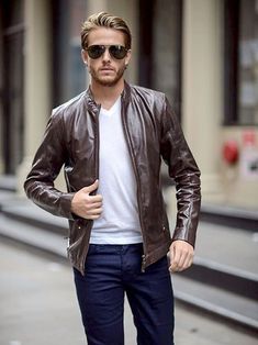 not. Cool Jackets For Men, Leather Jacket Outfit Men, Leather Jacket Outfit, Rugged Style, Men's Leather Jacket, Jackets Men Fashion, Jacket Outfit, Mens Fashion Suits