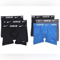 Brand New With Tags In Sealed Oem Packaging Nike Dri-Fit Essential Micro Men's Boxer Briefs Two 3-Pack's (6 Pairs) Black/ Black Black/ Gray/ Blue Men's Size Large & X-Large Left! ***Sold Out Medium*** Benefits Nike Dri-Fit Technology Moves Sweat Away From Your Skin For Quicker Evaporation, Helping You Stay Dry And Comfortable. Stretch Fabric Lets You Move Freely. Wide Hems Help Keep Underwear In Place. Flat Seams Feel Smooth Against Your Skin. Product Details 92% Polyester/8% Spandex Machine Was Black Multi-pack Athleisure Boxer Briefs, Athleisure Black Boxer Briefs Multi-pack, Black Athleisure Boxer Briefs Multi-pack, Sporty Multi-pack Gym Bottoms, Athleisure Black Multi-pack Boxer Briefs, Nike Multi-pack Boxer Briefs For Gym, Nike Multi-pack Boxer Briefs For Training, Nike Training Boxer Briefs Multi-pack, Nike Training Multi-pack Boxer Briefs