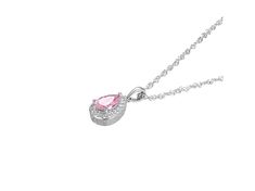 Vanna K™ For Bella Luce® pink and white diamond simulants 2.41ctw pear and round, platineve® pendant with chain. Pendant measures approximately 0.81"L x 0.39"W. Includes an 18" singapore chain with a lobster claw clasp and a 2" extender. The diamond equivalent weight is 1.46ctw. Pear-shaped Pink Diamond Jewelry, Pink Cubic Zirconia Pendant Necklace, Pink Pendant Jewelry With Diamond Accents, Pink Heart Pendant Necklace With Adjustable Chain, Pink Rhinestone Pendant Jewelry, Nickel-free Pink Pendant Charm Necklace, Pendant With Chain, Diamond Simulant, Chain Pendant