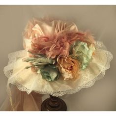 Victorian Touring Hat with Antique Satin Seafoam Accents-2016940 - Blanche's Place Princesa Sophia, Straw Cloche Hat, Victorian Accessories, Tea Hats, Lace Crowns, Pretty Hats, Victorian Hats, Tea Party Hats, French Lavender