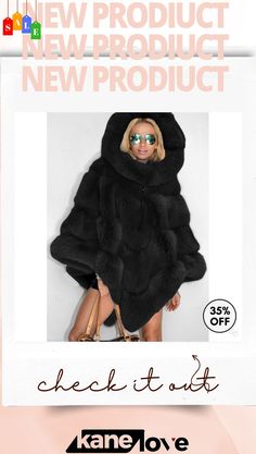 Winter Women Fashion Solid Color Hooded Faux Fur Loose Plush Jacket Plush Jacket, Hooded Faux, Outerwear Women, Winter Women, Women Fashion, Faux Fur, Jackets For Women, Solid Color, Black