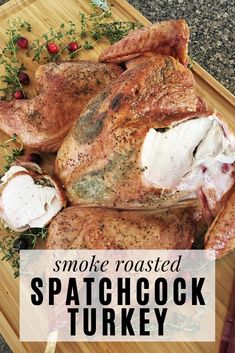 Spatchcock Smoke Roasted Turkey will be the star of your Thanksgiving spread this year. By spatchcocking the turkey first, you flatten the cooking surface, allowing for faster cook time and lots of smoke flavor. Smoked Spatchcock Turkey, Spatchcock Turkey Recipe, Bbq Recipes Sides, Spatchcock Turkey, Thanksgiving Turkey Recipe, Hey Grill Hey, Best Bbq Recipes, Bbq Turkey