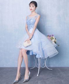 Light Blue Knee-length Prom Dress, Blue Knee-length Dress For Prom Season, Light Blue Knee-length Dress For Banquet, Light Blue Knee-length Dress For Banquets, Blue Knee-length Wedding Mini Dress, Blue Knee-length Mini Dress For Wedding, Prom Dresses A Line, Burgundy Formal Dress, Tea Length Prom Dress