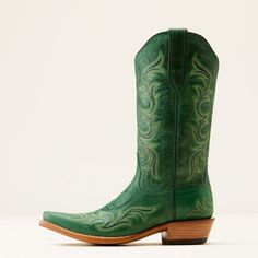 Fitted Boots With Stitched Sole For Fall, Fitted Fall Boots With Stitched Sole, Fall Snip Toe Boots With Stitched Sole, Green Snip Toe Boots For Spring, Green Almond Toe Boots For Spring, Spring Green Almond Toe Boots, Green Casual Boots With Snip Toe, Casual Green Boots With Snip Toe, Brown Lace Boots