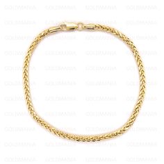 "14K Yellow Gold Diamond Cut Wheat Bracelet, 7.5\" Inch, 2.7mm Thick, Real Gold Bracelet, Wheat Chain Bracelet, Hollow Gold, Women Bracelet High quality, elegant and shiny Round Wheat Chain Bracelet. Crafted from guaranteed 100% 14K Gold. Width: 2.7 MM Length: 7.5\" Weight : 2.52 Gram Closure: Lobster Claw Metal: 14K Yellow Gold Hollow Gold Bracelet SHIPPED FROM NEW YORK CITY FREE SHIPPING on all orders 30 Day Return Hassle Free Weight is approximate and may not be always exactly as stated At Go Classic Wheat Chain Link Bracelets, Classic Gold Jubilee Bracelet With Snake Chain, Classic Braided Bracelet With Lobster Clasp As Gift, Classic Braided Bracelets With Lobster Clasp As Gift, 14k Gold Wheat Chain Bracelet Gift, Classic 14k Gold Bracelet With Wheat Chain, Classic Gold Bracelets With Wheat Chain, Yellow Gold Bracelets With Wheat Chain As A Gift, Classic Formal Bracelet With Wheat Chain