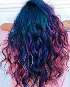 Hair Styles For Long Hair Color, Beautiful Hair Dye Ideas, Cool Hair Ideas Color, Wild Colored Hair, Vivid Balayage Hair, Creative Color Hair, Multi Color Hair Ideas, Interesting Hair Color, Vivid Hair Color Ideas For Brunettes