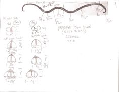 a drawing of various types of umbrellas on a white paper with some writing underneath it