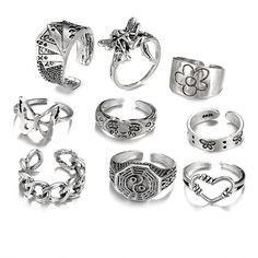 9-piece set of vintage crying face rings, playing card rings, hollowed out love rings, daisy rings, alloy chain rings



Type: Ring, Ring



Material: Alloy



Process: Electroplating



Style: Personalized trend Vintage Silver Alloy Rings, Vintage Metal Midi Rings As Gift, Vintage Metal Midi Rings, Vintage Style Open Midi Rings, Card Rings, Daisy Rings, Flower Angel, Angel Ring, Love Rings