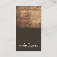 business card with rustic wood designs on it