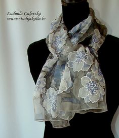 Scarf.Natural silk scarf- floral, gray - pale violet hand painted scarf. Elegant Handmade Scarves For Spring, Handmade Elegant Spring Scarves, Elegant Handmade Spring Scarves, Handmade Elegant Silk Scarf For Spring, Elegant Handmade Silk Scarf For Spring, Elegant Hand Painted Silk Scarf For Spring, Elegant White Handmade Silk Scarf, Elegant Handmade White Silk Scarf, Monochrome Clothes