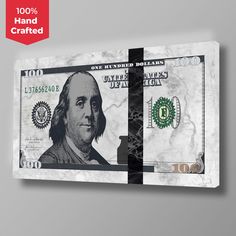 a dollar bill with the image of george washington on it's side, in marble