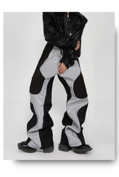 Men's Loose Fit Patchwork Leather Pants - Embrace a unique blend of style and comfort with these patchwork leather pants designed for a relaxed yet fashionable look. 🩳🔥 Features: 🔓 Freedom of Movement: Designed for those who value comfort and movement, these pants offer a loose fit that lets you express yourself freely. 🔓👖 🔒 Secure Zipper Fly: Enjoy easy wear with a zipper fly closure that keeps your look secure and stylish. 🔒👖 🏙️ Contemporary Flat Front: The flat front style adds a tou Streetwear Straight Leg Pants With Contrast Color, Straight Leg Pants With Contrast Color For Streetwear, Trendy Patchwork Pants For Streetwear, Black Cargo Pants With Contrast Stitching For Streetwear, Trendy Patchwork Bottoms For Streetwear, Black Straight Leg Bottoms With Contrast Color, Baggy Black Bottoms With Patchwork, Black Baggy Patchwork Bottoms, Baggy Black Patchwork Pants