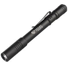 a black flashlight on a white background