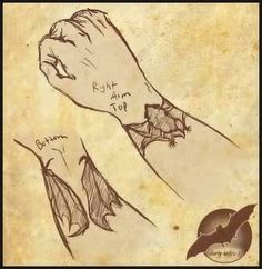 a drawing of two hands with bats on them