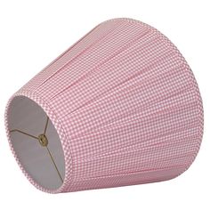 a pink and white checkered lamp shade