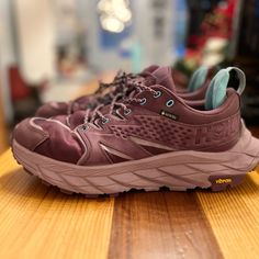 Purchased The Shoes 2 Months Ago. I Wore A Few Times To Work Before Realizing They Are Not Appropriate At My Job. In Excellent Used Condition. Goretex Shoes, Hoka One One, Shoes Color, My Job, 2 Months, Gore Tex, Color Purple, To Work, Athletic Shoes