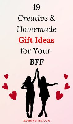 two girls holding hands with hearts in the background and text saying 19 creative & homemade gift ideas for your boyfriend