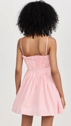 STAUD Mini Bella Dress | Shopbop Dress Pearl, Bella Dress, Clean Origin, Bodice Top, Pleated Tops, Pearl Pink, Pleated Bodice, Mood Board Fashion, Striped Crop Top