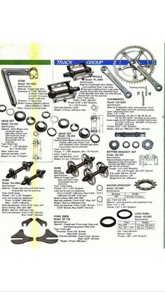 an image of parts and tools for bicycles