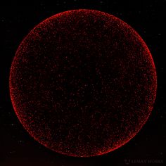 an image of a large red object in the dark sky with stars all around it