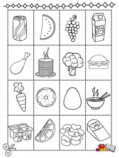 a printable worksheet with pictures of food