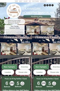 the website for homestay sha alam, which is located in an area with many different