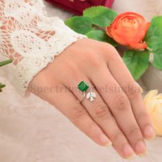 18K Gold Birthstone Rings / Zambia mines Emerald Gemstone Wedding Open Cuff Ring / 18k Solid White Gold Diamond Rings For Her / Emerald Ring Details :- Gemstone :- Diamond/ Emerald Gemstone Shape :- Marquise/ Pear/ Cushion Item Code:- SER-2623 Gross Weight :-2.59 gm Approx 18k White Gold Weight :- 1.96 gm Approx Diamond Weight :- 0.50 ct. Approx (Si Clarity Hi Color Certified Diamonds) Emerald Weight: 2.66 ct. Approx Ring Size: 7 US and we can make ring size as per your requirement size. ≫ FAQ b Luxury Open Emerald Ring For Women, Fine Jewelry Open Emerald Wedding Ring, Wedding Flower Ring With Gemstone In Open Design, Wedding Emerald Ring With Brilliant Cut Open Design, Green Hand Set Rings For Gifts, Wedding Flower Open Ring With Gemstone, Emerald Ring With Hand Set Detail As Gift, Marriage Rings In White Gold With Gemstone, White Gold Gemstone Rings For Marriage