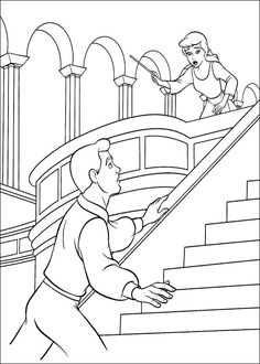 a man is walking up the stairs with a tennis racket in his hand coloring page