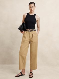 Authentic Chino Barrel Pant | Banana Republic Factory Cotton Pants With Pockets, Effortless Cotton Pants With Pockets, Effortless Straight Leg Cotton Pants, Effortless Cotton Bottoms For Fall, Effortless Wide-leg Cotton Pants, Effortless Everyday Cotton Bottoms, Everyday Organic Cotton Bottoms For Spring, Organic Cotton Bottoms For Everyday Spring Wear, Effortless Cotton Pants For Spring