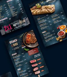 the menus are designed to look like they have different types of food on them